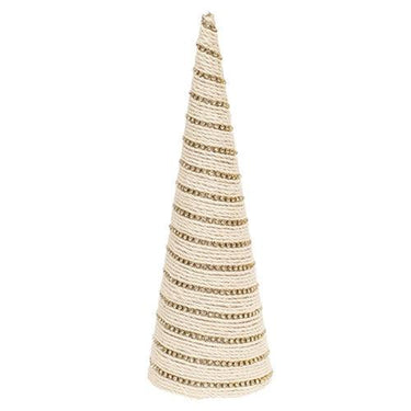 Diamond Wrapped Ivory Jute Cone Tree 14 - The Fox Decor